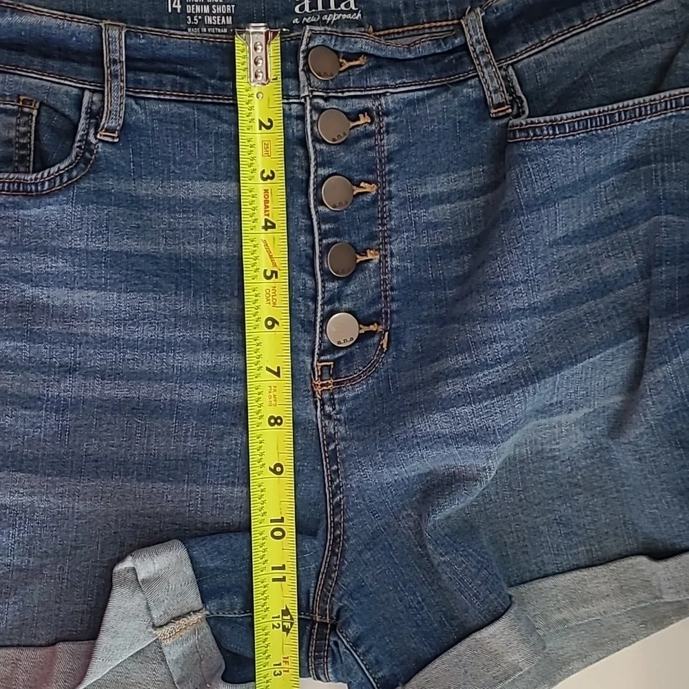 a.n.a High-Rise Denim Shorts with Button Front size 14